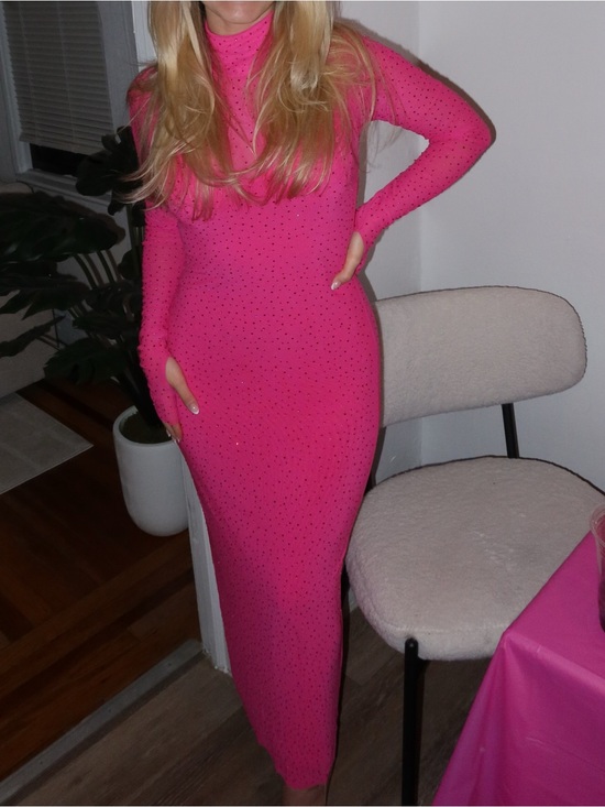 AFRM Dresses & Skirts - AFRM Hot Pink Long Sleeve Turtleneck Bodycon Dress